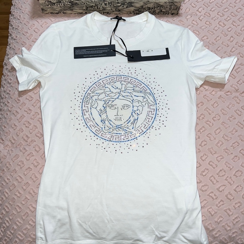 Versace Medusa rhinestones womens t-shirt